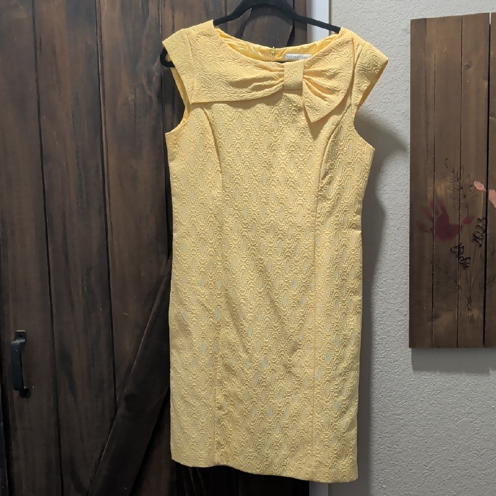 Sandra Darren Yellow Mini Dress with Bow